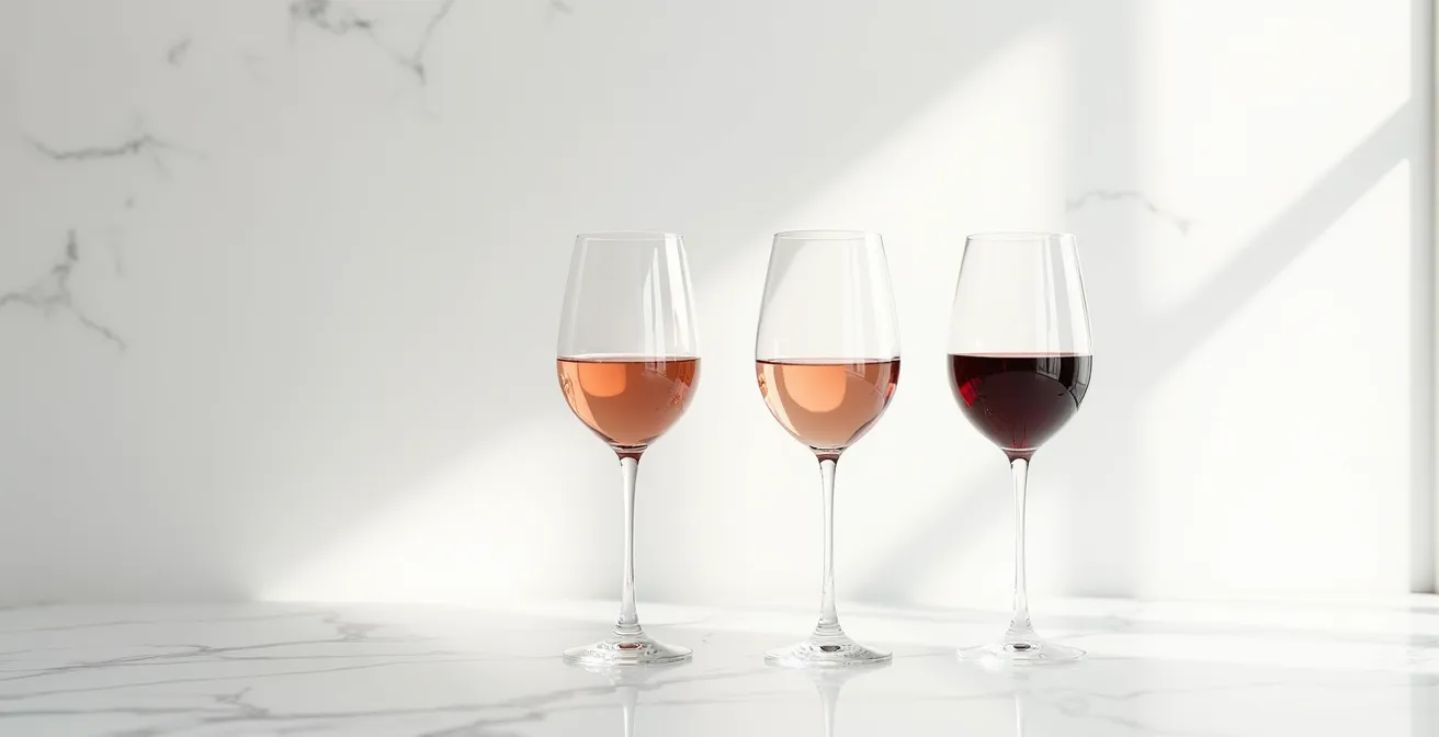 Comparaison visuelle de l'évolution de la couleur d'un vin rouge avec l'oxydation