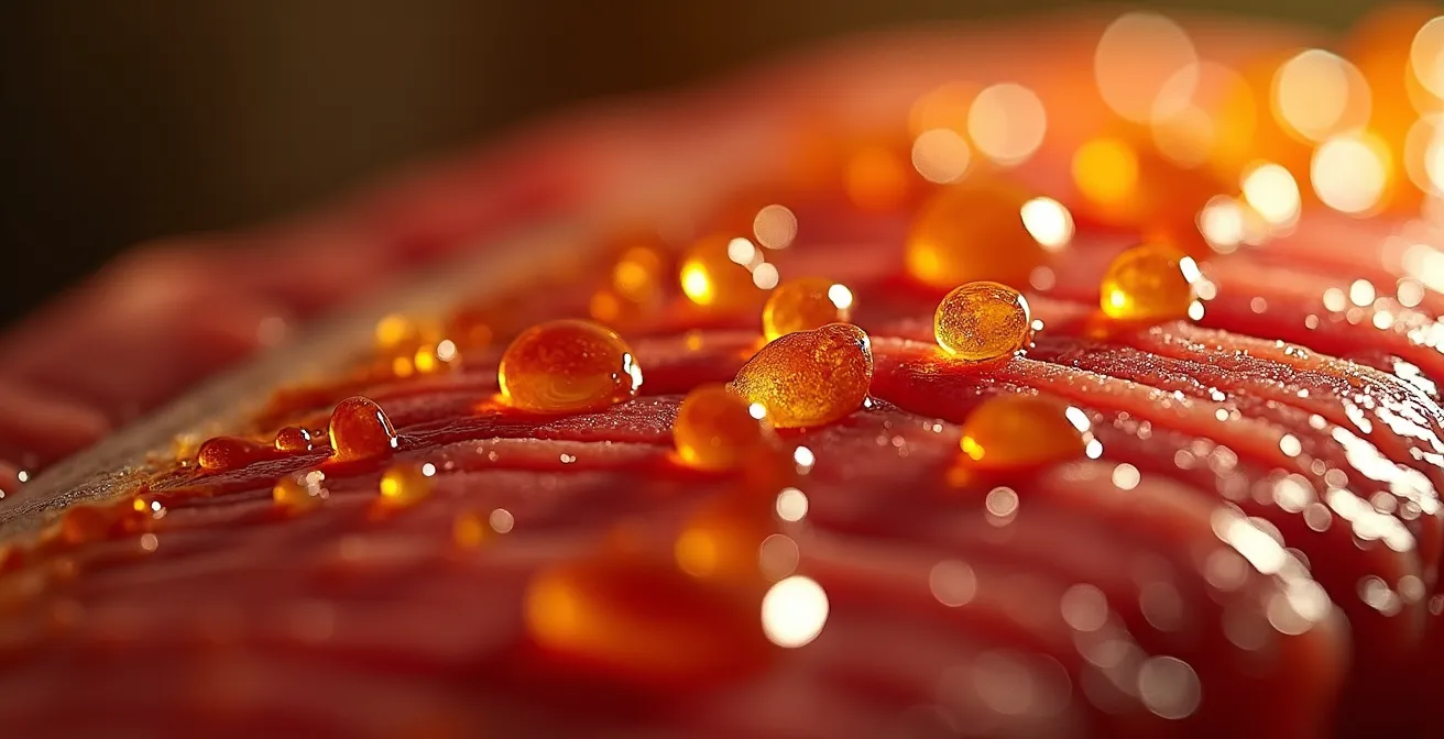 Démonstration de l'effet de compression-détente sur une pièce de viande marinée