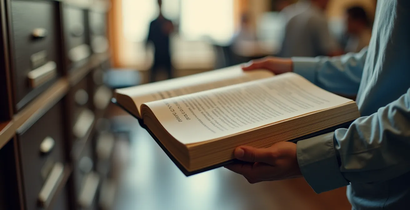 Consultation d'un guide des bonnes pratiques d'hygiène dans un bureau de restaurant