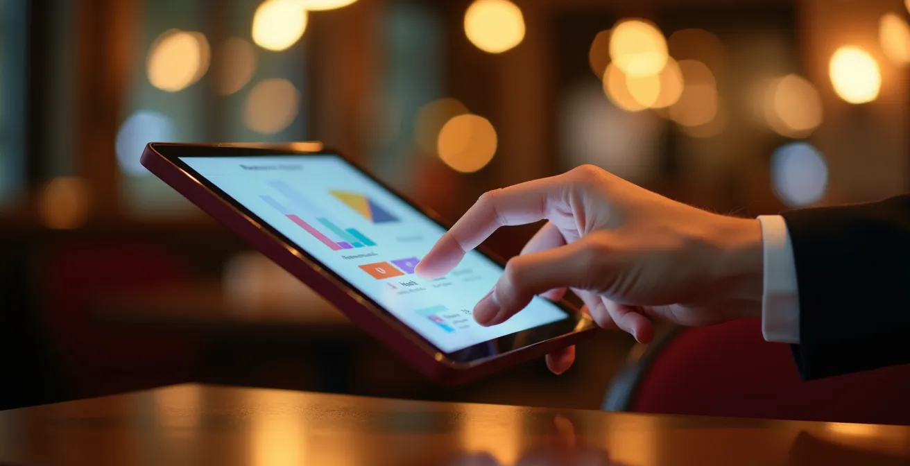 Interface tactile de réservation montrant la personnalisation client dans un restaurant