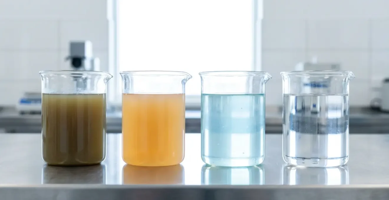 Visualisation en quatre étapes de l'élimination progressive d'un biofilm sur une surface de cuisine