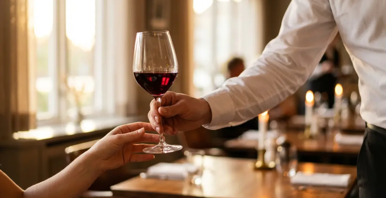 Service de vin au verre dans un verre d'exception en restaurant