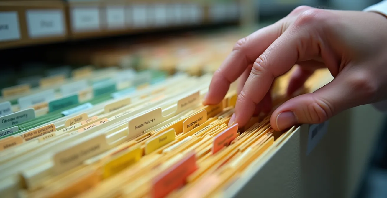 Système organisé d'archivage numérique et physique des étiquettes de traçabilité dans un bureau de restaurant