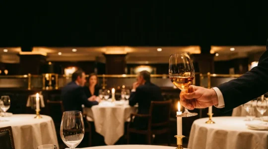 Service professionnel du vin avec verrerie élégante dans un restaurant gastronomique